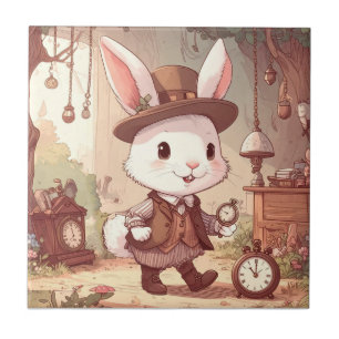 Carreau Joli Lapin Blanc Merveilleux Monde Fantaisiste Gar