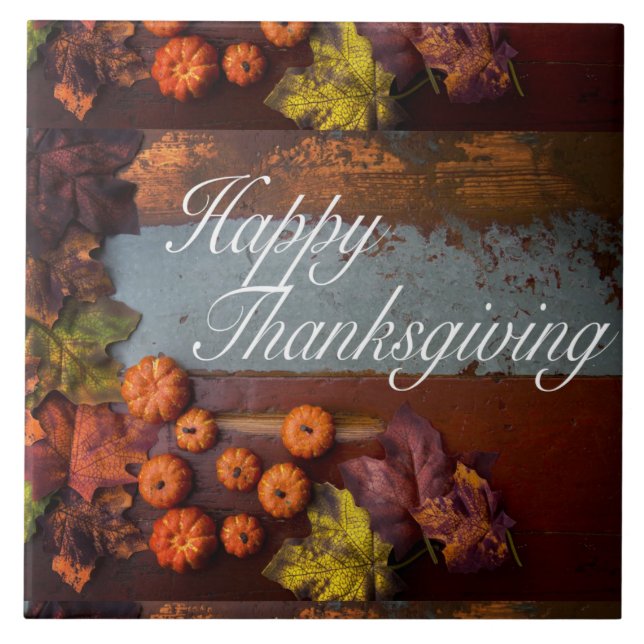 Carreau Joli Motif de Bon thanksgiving rustique (Devant)