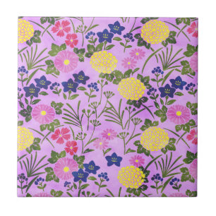 Carreau Joli Motif de fleurs Vintages violet