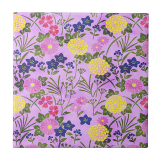 Carreau Joli Motif de fleurs Vintages violet