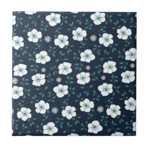 Carreau Joli motif floral bleu et blanc