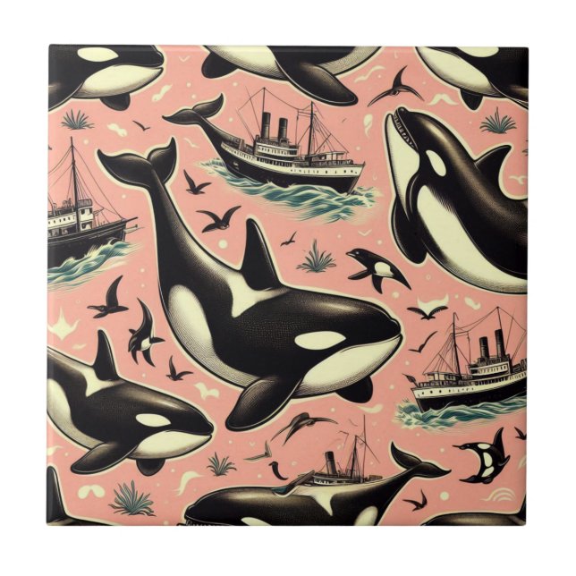 Carreau Joli Motif Orca Vintage (Devant)