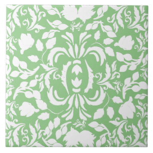 Carreau Joli motif William Morris vert et blanc