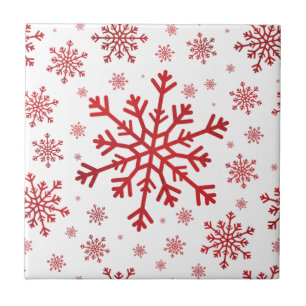 Carreau Joli Noël rouge Flammes de neige sur le Blanc d'hi