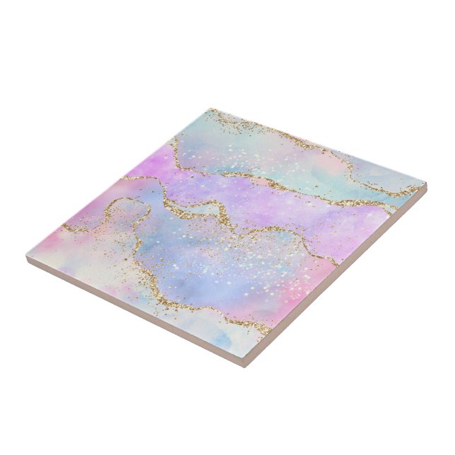 Carreau Joli Pastel Agate | Aquarelle de la veine Parties  (Côté)