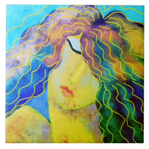 Carreau Joli portrait numérique Abstrait d'une femme