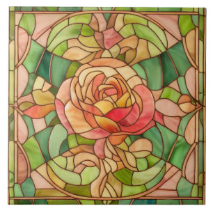 Carreau Joli Rose Peach Style Verre Tiré