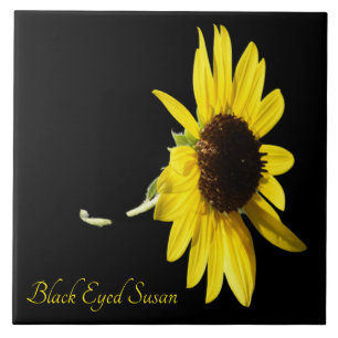 Carreau Joli susan aux yeux noirs sur noir