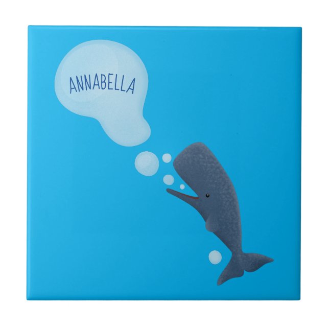 Carreau Jolie baleine à sperme soufflant bulles dessin (Devant)