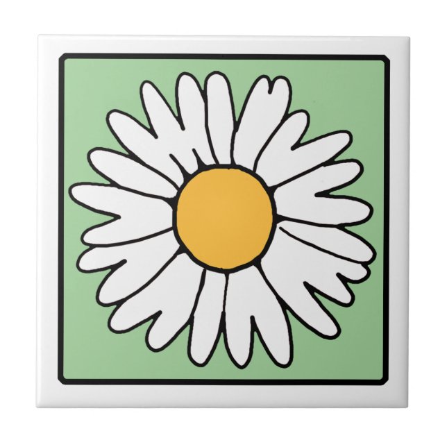 Carreau Jolie fleur de jardin rétro dessin animé Daisy pri (Devant)