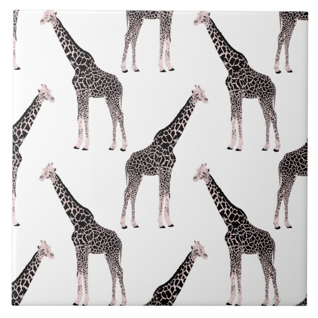 Carreau Jolie Giraffe noire blanche rose (Devant)