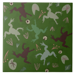 Carreau Jolie grenouille verte Botanique Art Carrelage cér