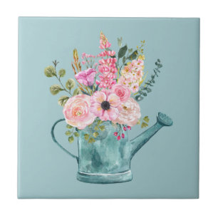 Carreau Jolie illustration florale Elégant bleu attrayant