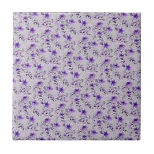 Carreau Jolie lavande motif aquarelle fleur gris clair