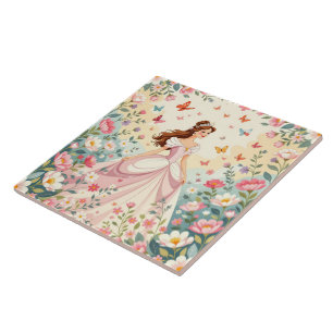Carreau Jolie princesse avec papillons