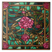 Jolie Rose floral de style Verre Rasé