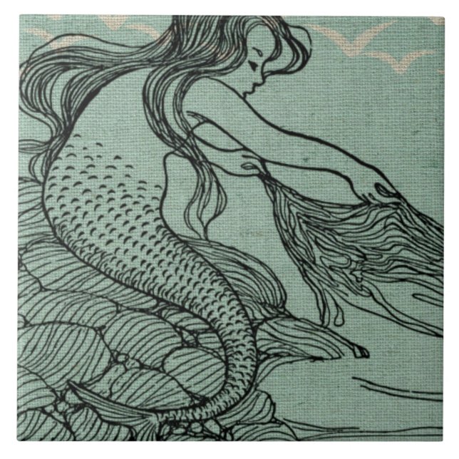 Carreau Jolie Sirène Sur La Scène Nautique Côtière De La M (Devant)