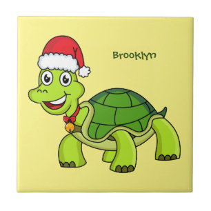 Carreau Jolie tortue en chapeau de Père Noël
