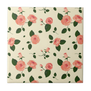 Carreau Jolies roses roses pastel rose motif