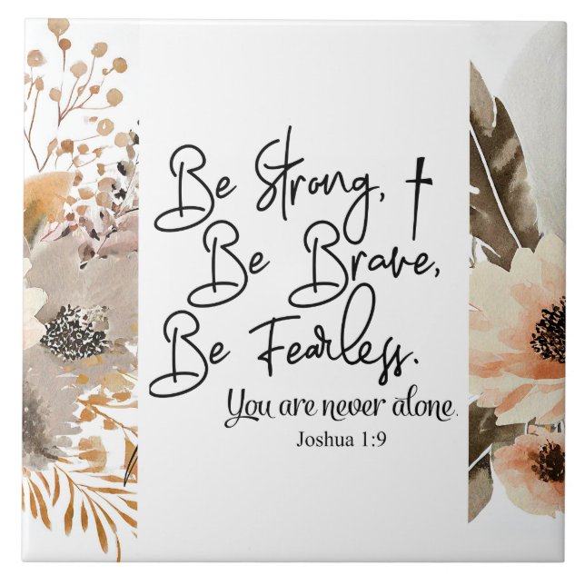Carreau Joshua 1 9 Soyez fort Soyez brave Bible Verse (Devant)