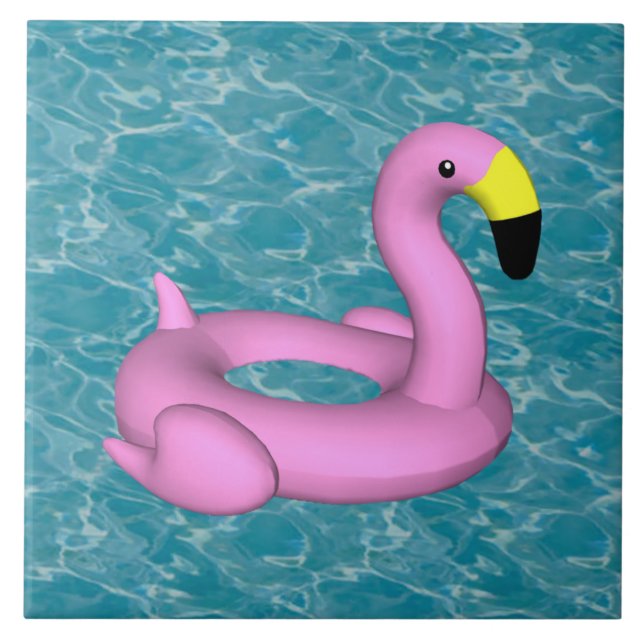 Carreau Jouet de Flamant rose sur eau turquoise (Devant)
