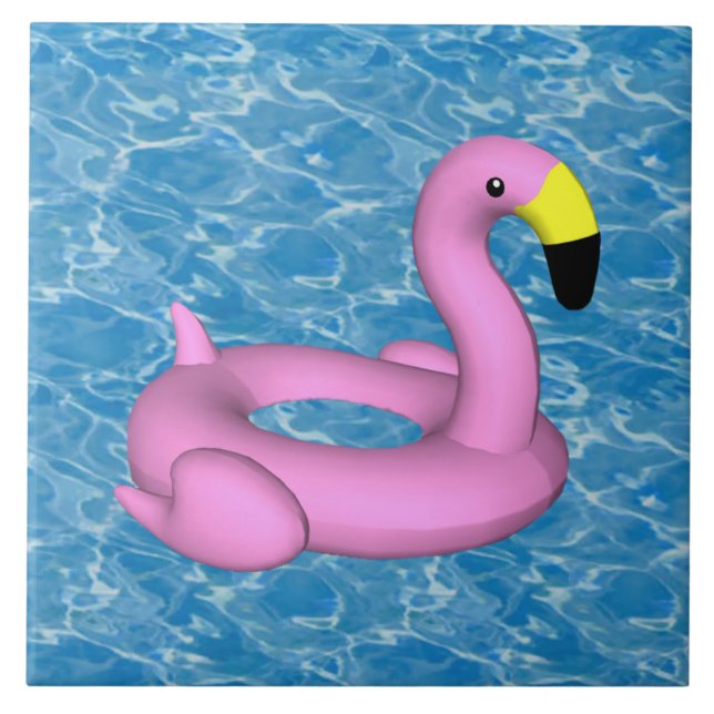 Carreau jouet de Flamant rose sur l'eau bleue (Devant)
