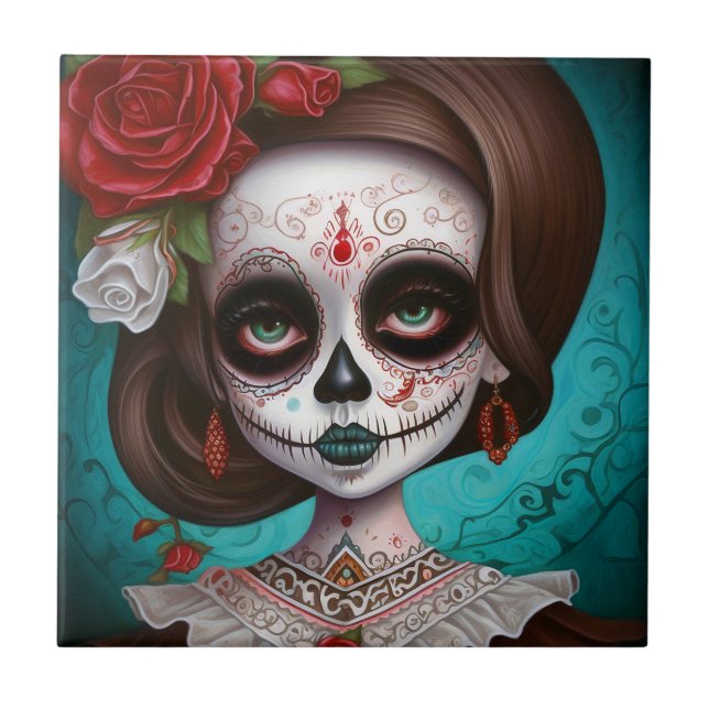 Carreau Jour De La Fille Du Crâne Sucre Des Morts (Devant)