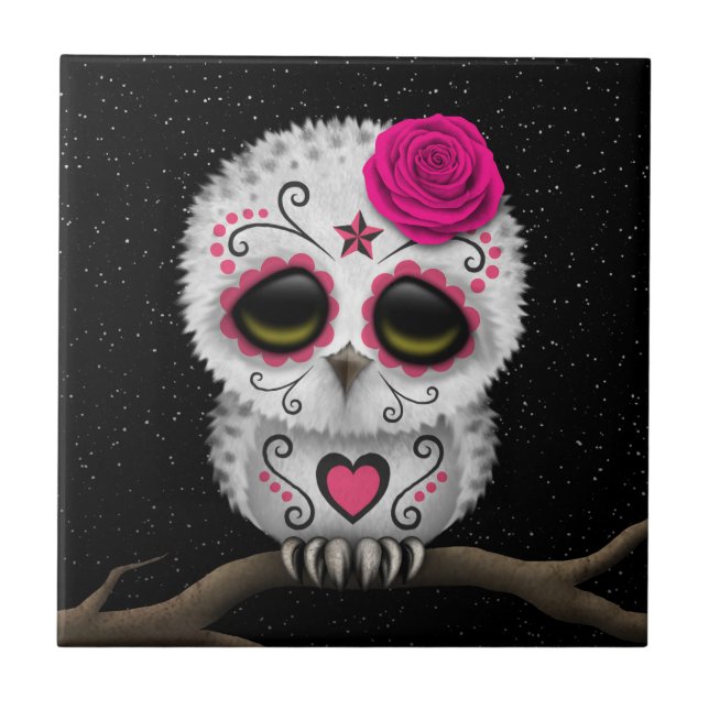 Carreau Jour rose mignon des étoiles mortes de hibou de (Devant)