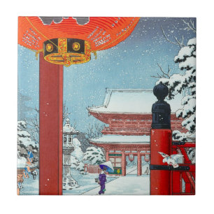 Carreau Journée d'hiver au temple Asakusa Tsuchiya Koits
