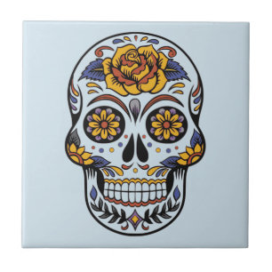 Carreau Journée Rose du crâne de sucre mexicain des mort