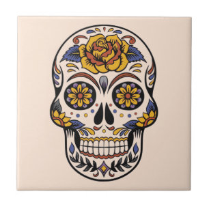 Carreau Journée Rose du crâne de sucre mexicain des mort