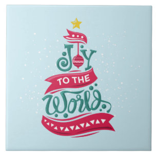 Carreau Joy to the World Christmas Citation Typographie
