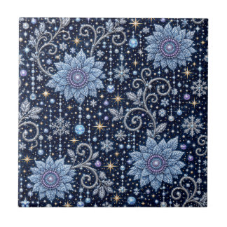 Carreau Joyeaux d'hiver - Fleurs de glace sous les étoiles