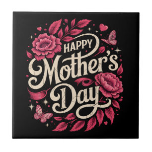 Carreau Joyeuse Fête des Mères Maman Florale Mignonne