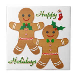 Carreau Joyeuses Fêtes Garçon Fille Biscuit en Pain d'Épic