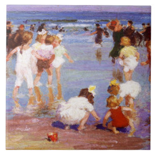 Carreau Joyeuses journées à la plage (par E.H. Potthast)