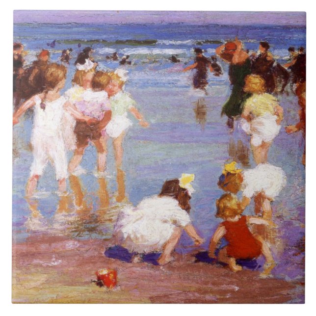 Carreau Joyeuses journées à la plage (par E.H. Potthast) (Devant)
