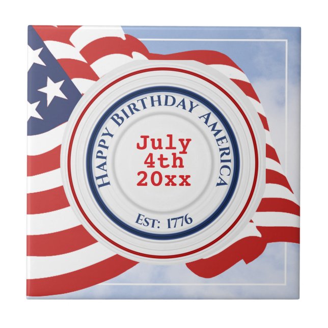 Carreau Joyeux anniversaire America Patriotic Circles 1779 (Devant)