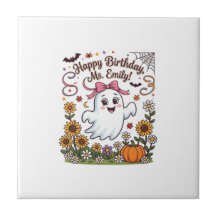 Carreau Joyeux Anniversaire Mlle Emily Halloween Fantôme C