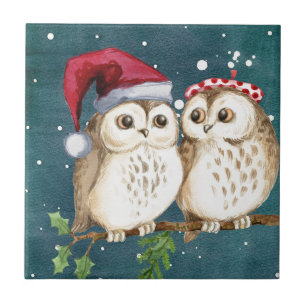 Carreau Joyeux Chouettes de Noël