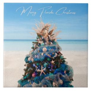 Carreau Joyeux Floride Noël Tropical Beach Holiday Tree