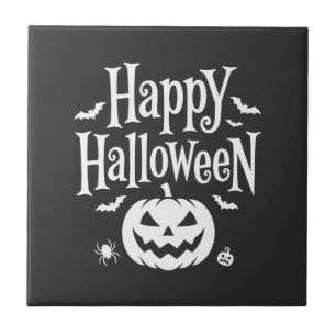 Carreau Joyeux Halloween Citrouille Chauve-Souris Araignée