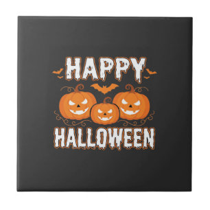 Carreau Joyeux Halloween Citrouille Chauve-Souris Vecteur