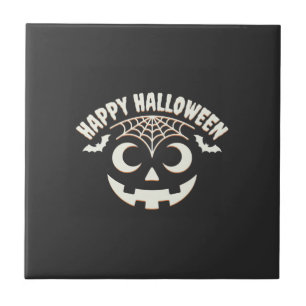 Carreau Joyeux Halloween Citrouille Visage Design_1