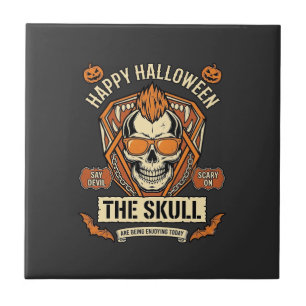 Carreau Joyeux Halloween Crâne Mohawk Lunettes de soleil C