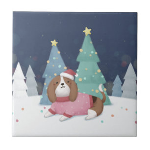 Carreau Joyeux Noël : Art d'Illustration Beagle