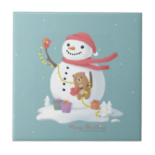 Carreau Joyeux Noël : Art d'illustration de bonhomme de ne