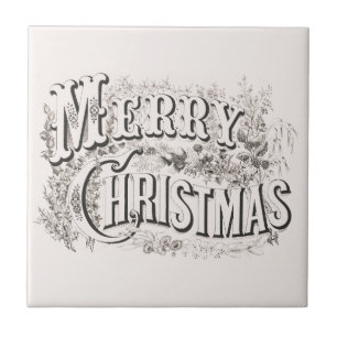 Carreau Joyeux Noël, Currier & Ives Antique (reprod)