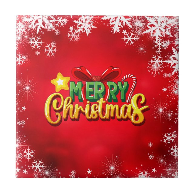 Carreau Joyeux Noël Joyeux Noël Joyeux Noël Rouge Vert Fun (Devant)