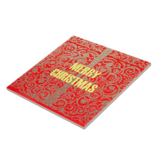 Carreau Joyeux Noël Rouge et Gold Collection